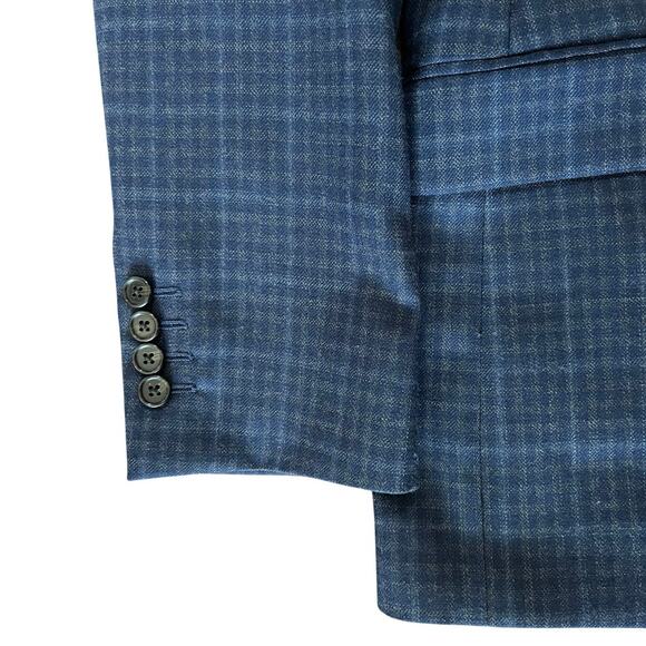 Ralph Lauren Slim Fit Blazer 38R Navy Micro Check  Sport Coat Men Wool Canada - Picture 6 of 11